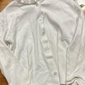 Bella Bliss White Button Up Pima Cotton Top size 7 EUC